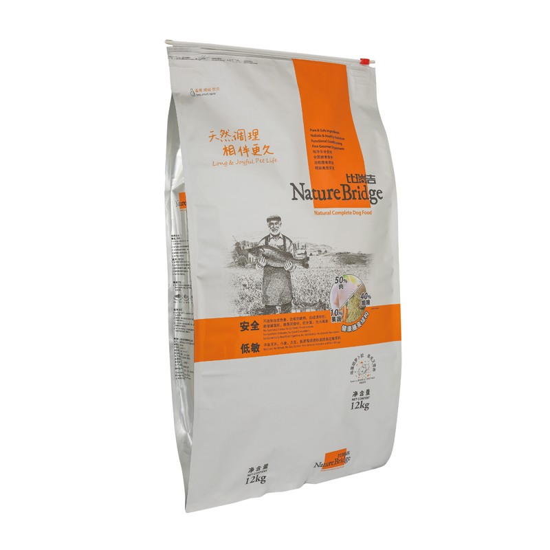 Slider Zipper Quad Seal Pouches For Pet Food